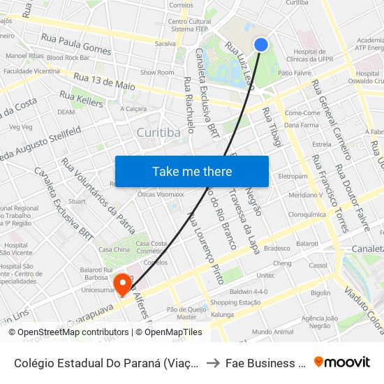 Colégio Estadual Do Paraná (Viação Colombo) to Fae Business School map