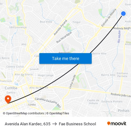 Avenida Alan Kardec, 635 to Fae Business School map