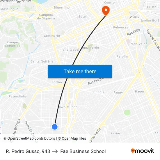 R. Pedro Gusso, 943 to Fae Business School map