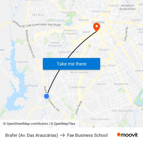 Brafer (Av. Das Araucárias) to Fae Business School map