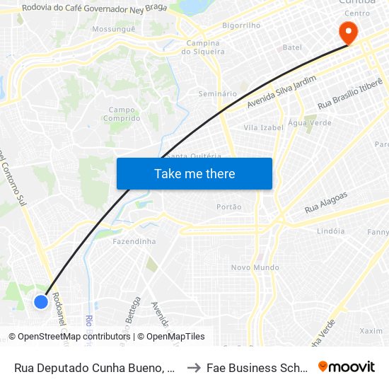 Rua Deputado Cunha Bueno, 391 to Fae Business School map