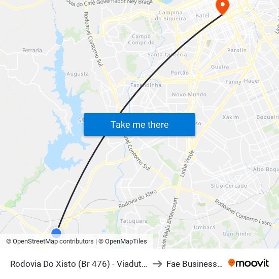 Rodovia Do Xisto (Br 476) - Viaduto Sobre Pr 423 to Fae Business School map