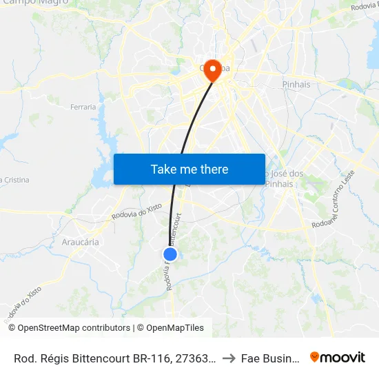 Rod. Régis Bittencourt BR-116, 27363 (Copel Subestação Umbará) to Fae Business School map