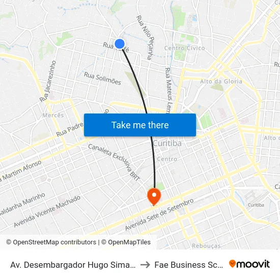 Av. Desembargador Hugo Simas, 500 to Fae Business School map