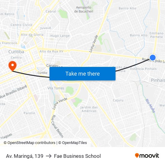 Av. Maringá, 139 to Fae Business School map