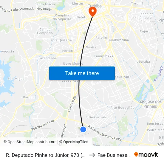 R. Deputado Pinheiro Júnior, 970 (CRAS Umbará) to Fae Business School map