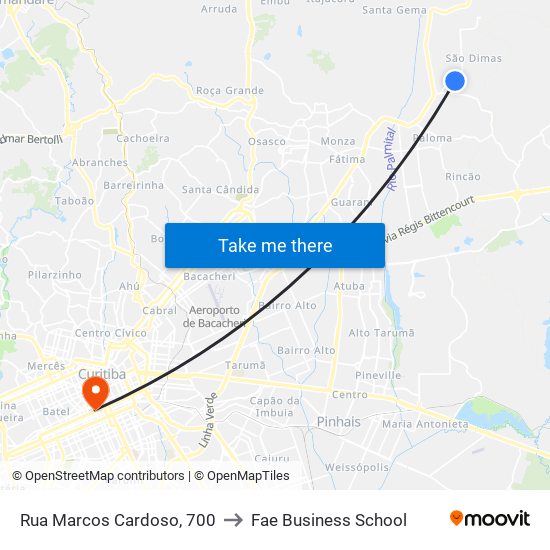 Rua Marcos Cardoso, 700 to Fae Business School map