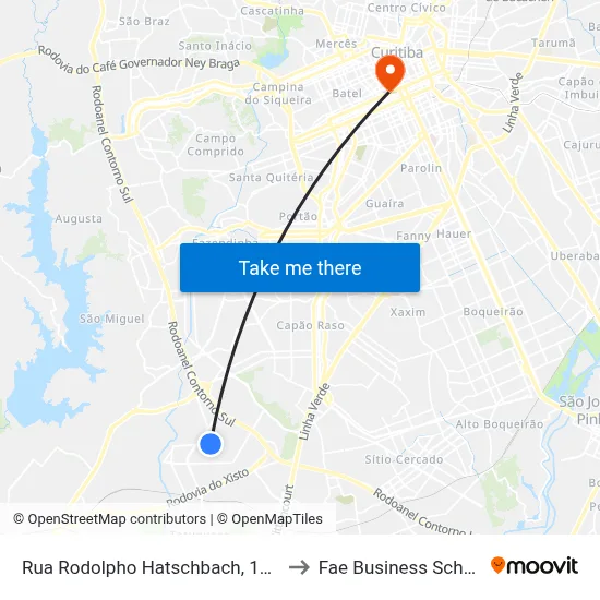 Rua Rodolpho Hatschbach, 1431 to Fae Business School map
