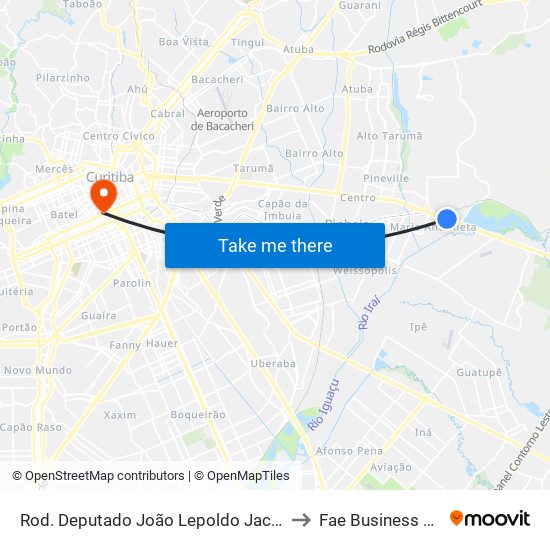 Rod. Deputado João Lepoldo Jacomel, 9054 to Fae Business School map