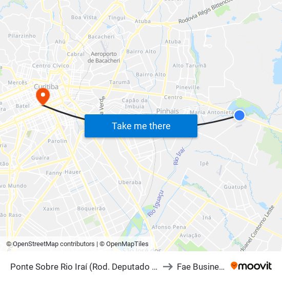 Ponte Sobre Rio Iraí (Rod. Deputado João Leopoldo Jacomel) to Fae Business School map