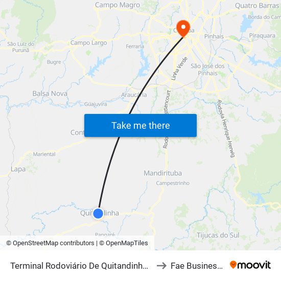 Terminal Rodoviário De Quitandinha (José Steff Filho) to Fae Business School map