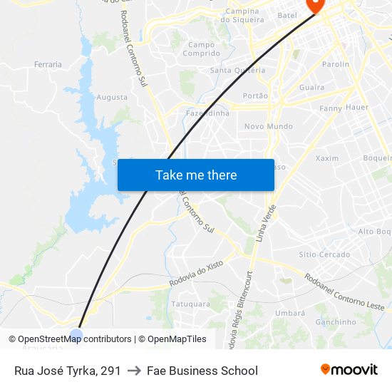 Rua José Tyrka, 291 to Fae Business School map