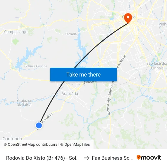 Rodovia Do Xisto (Br 476) - Solo Vivo to Fae Business School map
