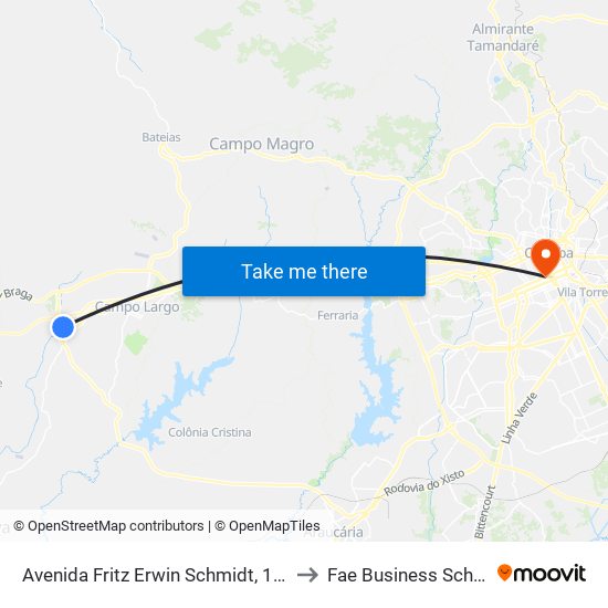 Avenida Fritz Erwin Schmidt, 1218 to Fae Business School map