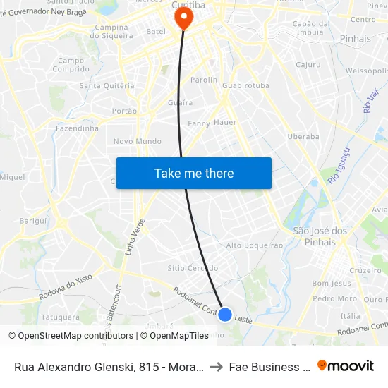 R. Alexandro Glenski, 815 - Moradias Iguaçu 1 to Fae Business School map