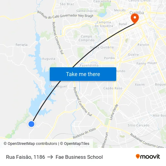 Rua Faisão, 1186 to Fae Business School map