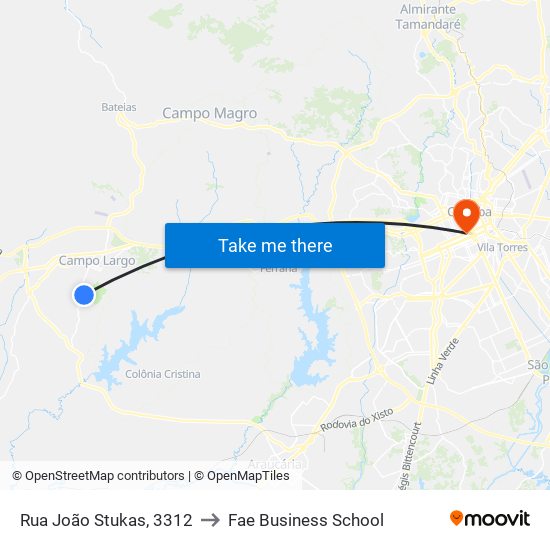 Rua João Stukas, 3312 to Fae Business School map