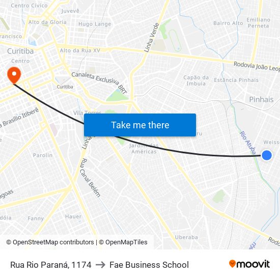 Rua Rio Paraná, 1174 to Fae Business School map