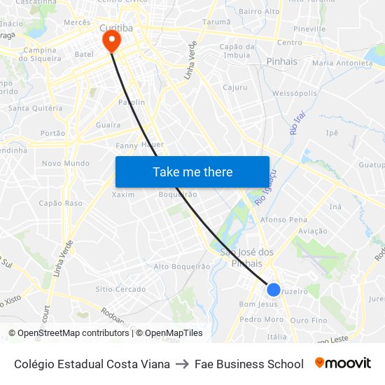 Colégio Estadual Costa Viana to Fae Business School map