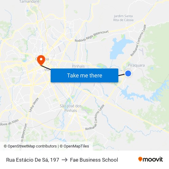 Rua Estácio De Sá, 197 to Fae Business School map