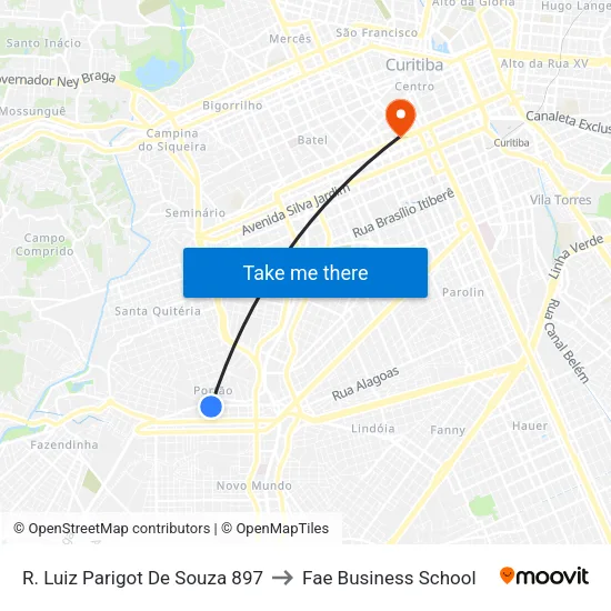 R. Luiz Parigot De Souza 897 to Fae Business School map