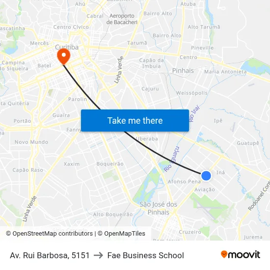 Av. Rui Barbosa, 5151 to Fae Business School map