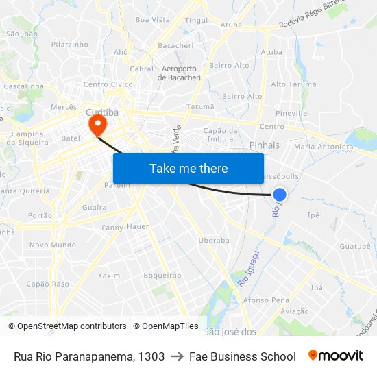 Rua Rio Paranapanema, 1303 to Fae Business School map