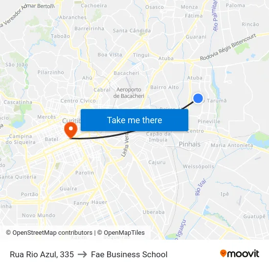 Rua Rio Azul, 335 to Fae Business School map