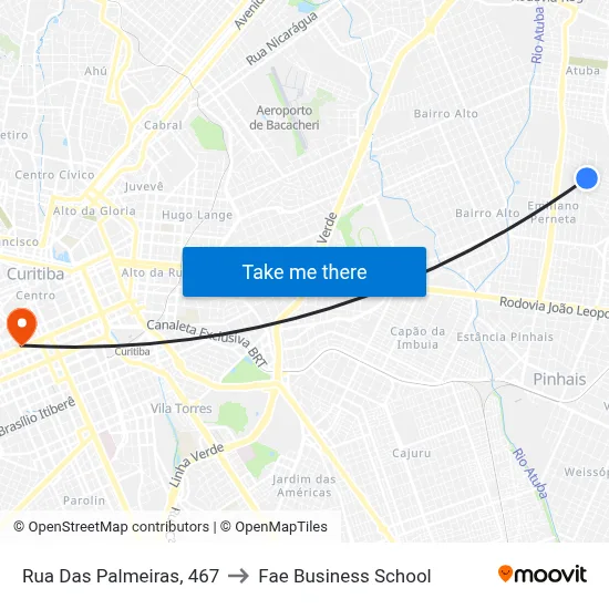 Rua Das Palmeiras, 467 to Fae Business School map
