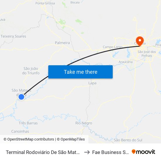 Terminal Rodoviário De São Mateus Do Sul to Fae Business School map