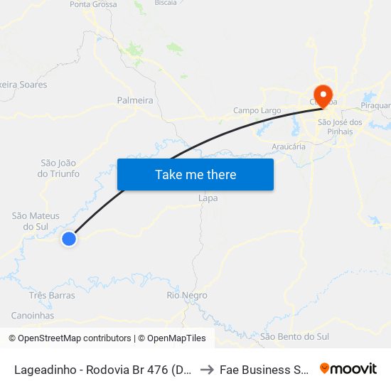 Lageadinho - Rodovia Br 476 (Do Xisto) to Fae Business School map