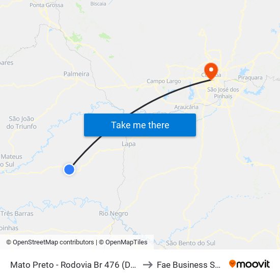 Mato Preto - Rodovia Br 476 (Do Xisto) to Fae Business School map