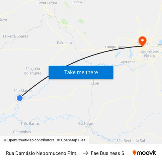 Rua Damásio Nepomuceno Pinto, 2020 to Fae Business School map