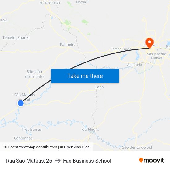 Rua São Mateus, 25 to Fae Business School map