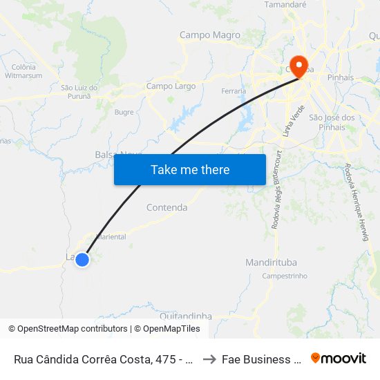 Rua Cândida Corrêa Costa, 475 - Vila Lacerda to Fae Business School map