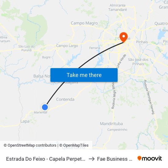 Estrada Do Feixo - Capela Perpetuo Socorro to Fae Business School map