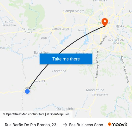Rua Barão Do Rio Branco, 2317 to Fae Business School map