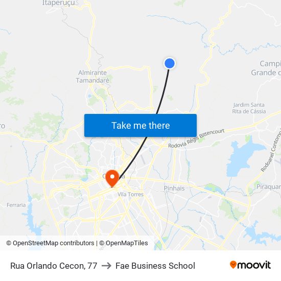 Rua Orlando Cecon, 77 to Fae Business School map