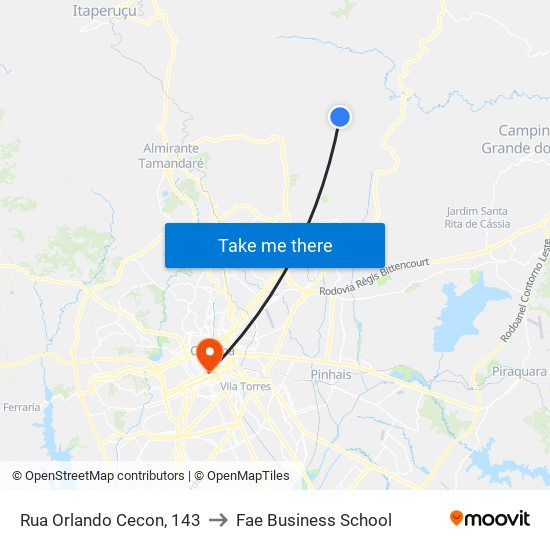 Rua Orlando Cecon, 143 to Fae Business School map