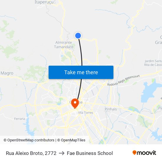 Rua Aleixo Broto, 2772 to Fae Business School map