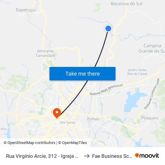 Rua Virgínio Arcie, 312 - Igreja Capivari to Fae Business School map