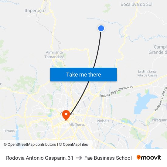 Rodovia Antonio Gasparin, 31 to Fae Business School map