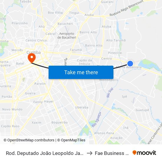 Rod. Deputado João Leopoldo Jacomel, 9348 to Fae Business School map