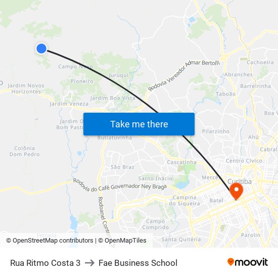 Rua Ritmo Costa 3 to Fae Business School map