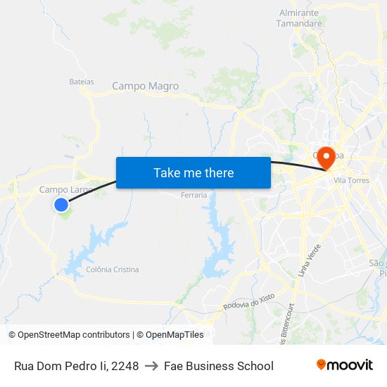 Rua Dom Pedro Ii, 2248 to Fae Business School map