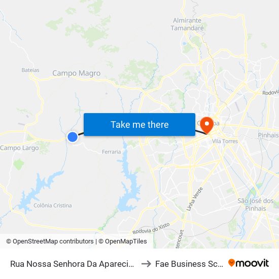 Rua Nossa Senhora Da Aparecida, 140 to Fae Business School map