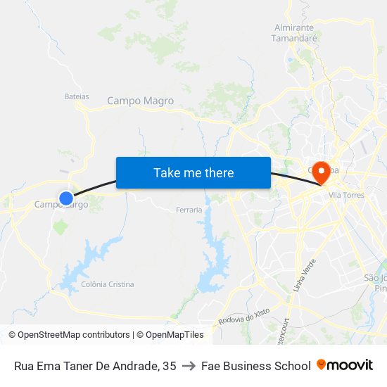Rua Ema Taner De Andrade, 35 to Fae Business School map