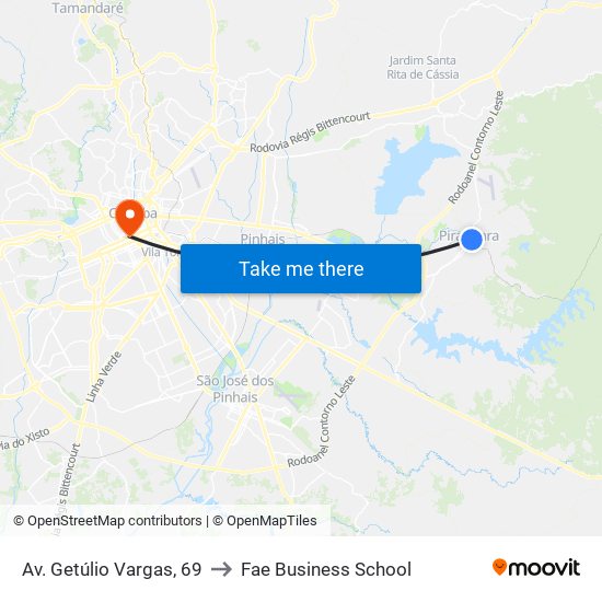 Av. Getúlio Vargas, 69 to Fae Business School map