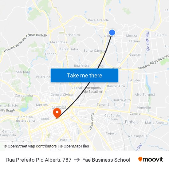 Rua Prefeito Pio Alberti, 787 to Fae Business School map