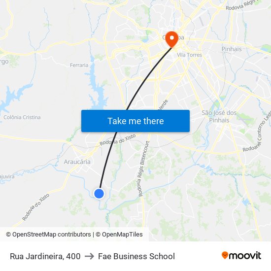 Rua Jardineira, 400 to Fae Business School map